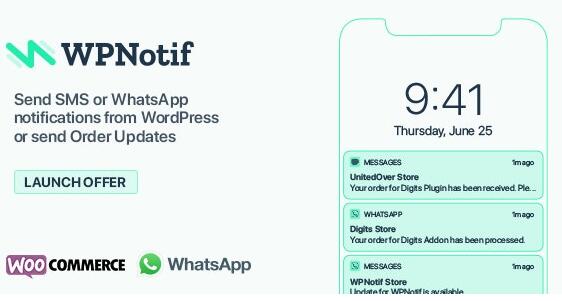 WPNotif v3.1.3.4（已汉化） – WordPress 短信和WhatsApp通知插件