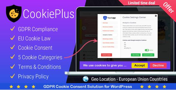 Cookie Plus GDPR v1.6.2 –适用于WordPress的GDPR Cookie同意解决方案