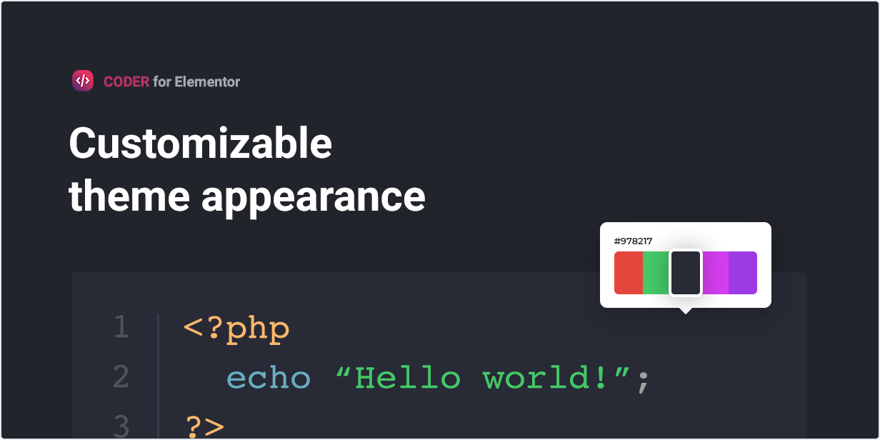 Coder v1.0.9 – Elementor语法突出显示插件