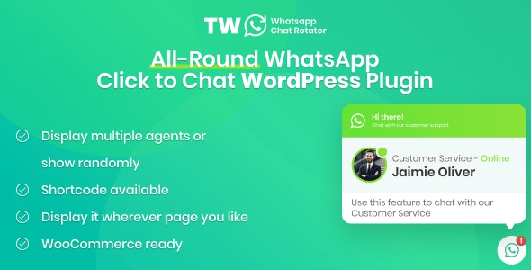 WhatsApp Chat for WordPress and WooCommerce v1.1.0 – WordPress WooCommerce聊天插件