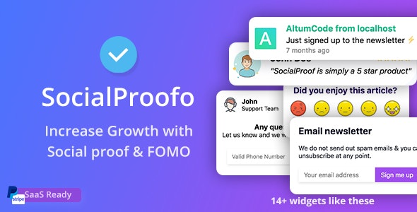 SocialProofo v24.0.0无限制版 – 14+ 社交证明和 FOMO 增长通知（SaaS 就绪）