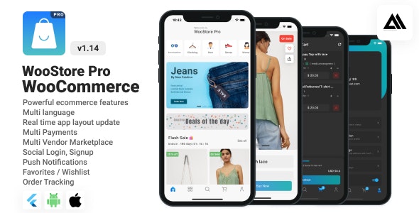 WooStore Pro WooCommerce v3.7.0 无限制版 – Full Flutter 电子商务