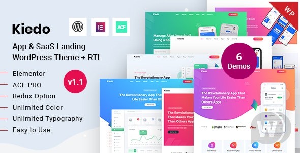 Kiedo v2.0 – App & SaaS Landing WordPress 主题