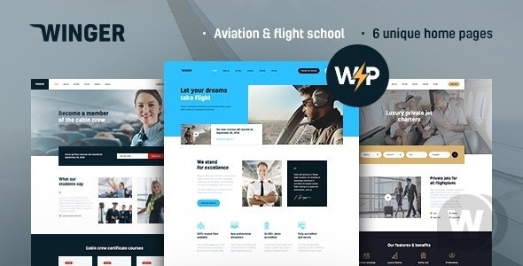 Winger v1.0.15 – 航空和飞行学校 WordPress 主题
