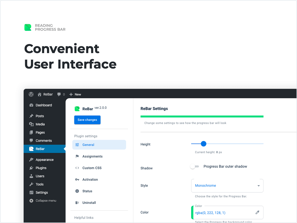 ReBar v2.1.0(已汉化) – WordPress 网站阅读进度条插件