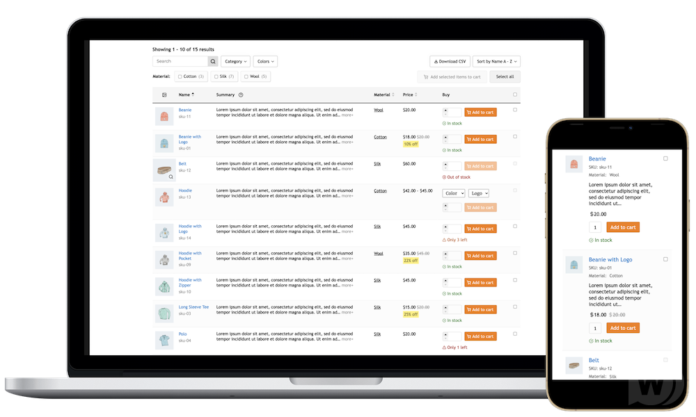 WooCommerce Product Table Pro v4.3.5 – WooCommerce 产品表插件专业版