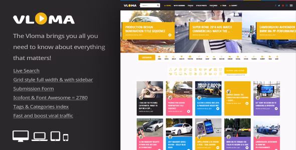Vloma Grid v3.1 – 响应式 WordPress 视频博客主题
