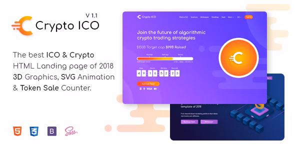 Crypto ICO v1.2 – Cryptocurrency 网站登陆页面 HTML 模板