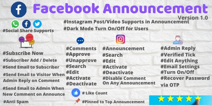 Facebook Announcement PHP Script with Admin Panel v1.2 – 带有管理面板的 PHP源码