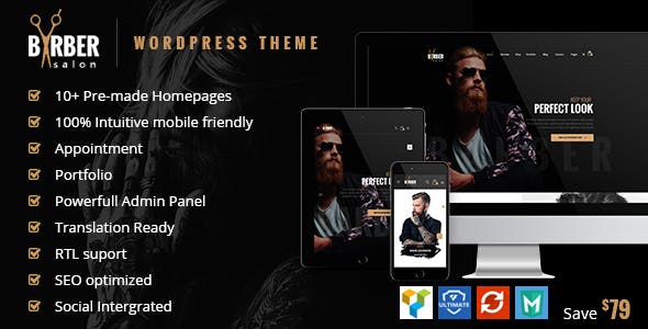 Barber v1.3.2 – 头发、纹身和美容院 WordPress 主题