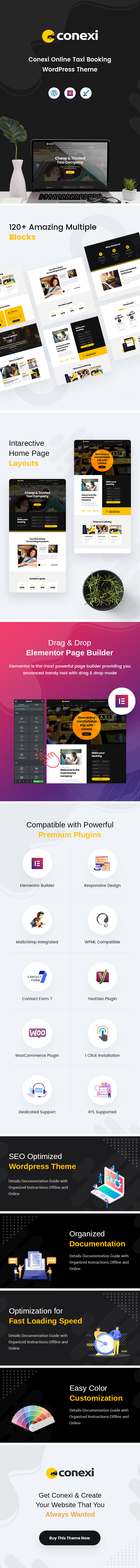 Conexi v2.0 – WordPress 出租车预订服务主题插图(1)