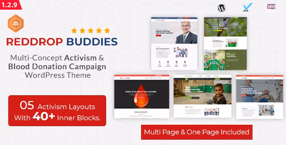Reddrop Buddies v1.2.9 – 多概念激进主义和献血活动 WordPress 主题