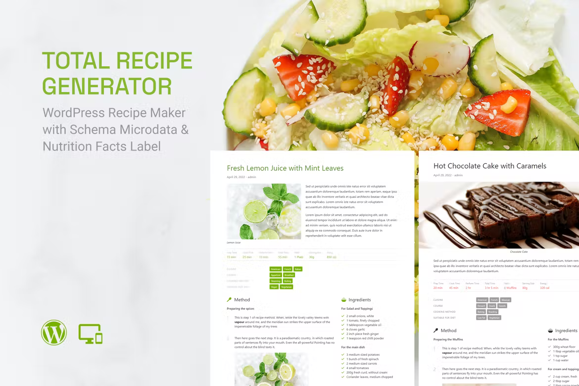Total Recipe Generator v0.4.0 – 具有模式和营养成分的 WordPress 食谱制作器