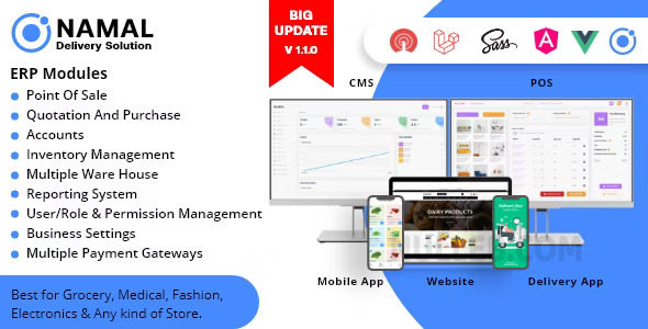Namal v1.1.9 – 带有 POS 的 5 合 1 离子交付解决方案，适用于单点和多点商业品牌