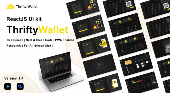 Thriftywallet – ReactJS UI kit for Crypto Wallet ( Cryptocurrency), reward points, and FIAT currency v1.4