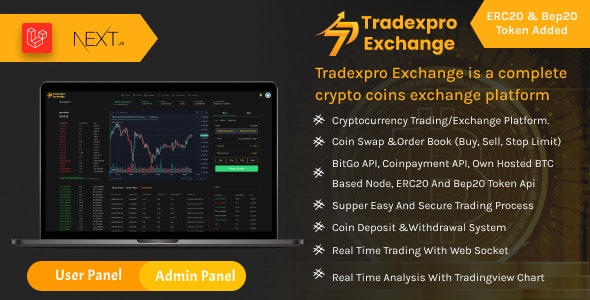 Tradexpro Exchange v3.1.3 – 加密买卖和交易平台，支持 ERC20 和 BEP20 代币