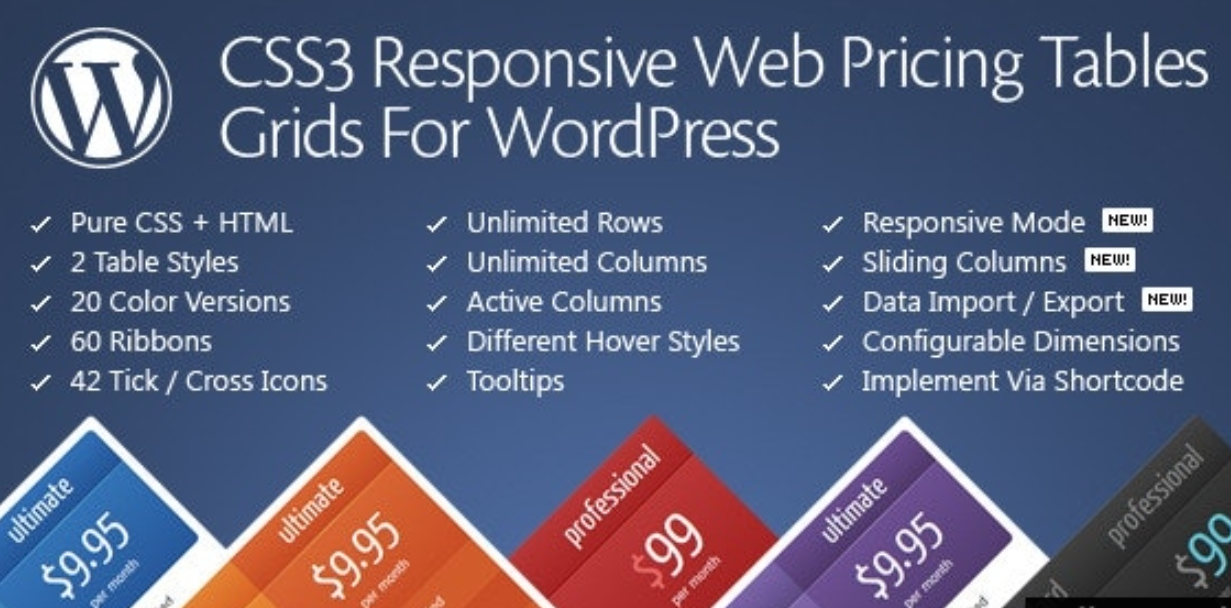 CSS3 Compare Pricing Tables for WordPress v11.8