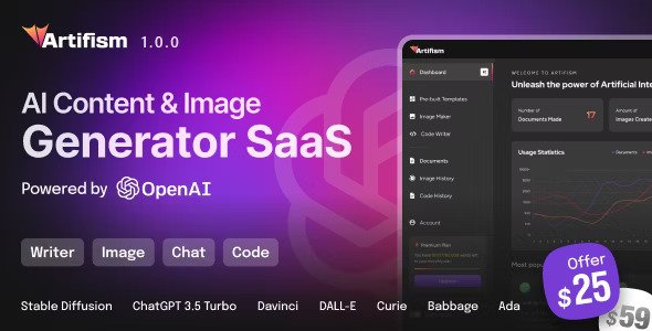 Artifism v6.1.0 – AI Content & Image Generator SaaS