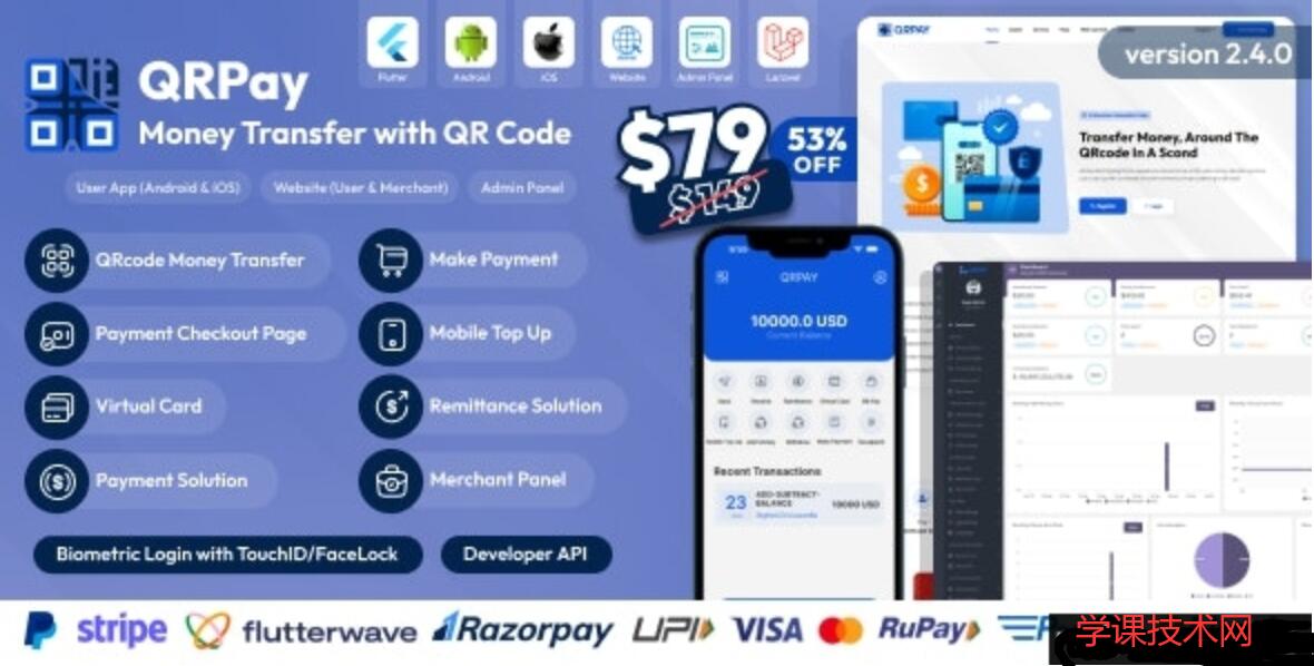 QRPay v5.0 – Money Transfer with QR Code Full Solution