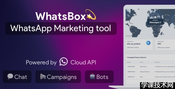WhatsBox v3.7 – WhatsApp 营销 – 批量发件人、聊天、机器人、SaaS