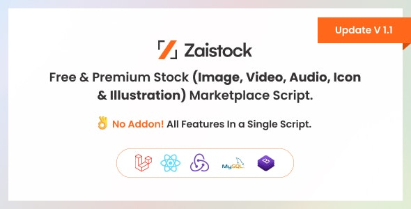 Zaistock v2.2 – 免费和高级图片、视频、音频、图标插图源码
