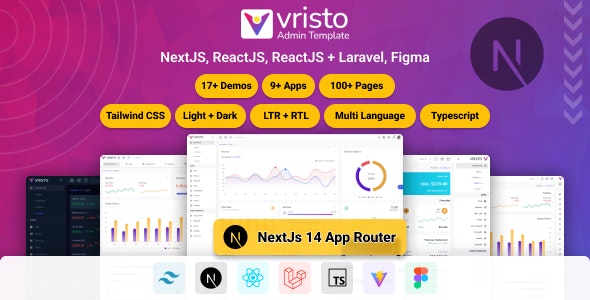 VRISTO V1.1.7 – 多用途 TAILWIND NEXTJS 应用程序路由器，REACTJS 管理模板