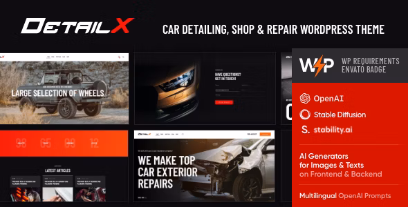 DetailX v1.11.0 – WordPress汽车美容、商店和维修主题