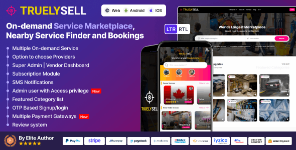 TruelySell v2.3.7  – On Demand Handyman Services, Nearby Service Booking Software (Web + Android + iOS)