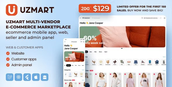 UzMart Multi-Vendor E-commerce Marketplace v2024.4 – eCommerce Mobile App, Web, Seller and Admin Panel