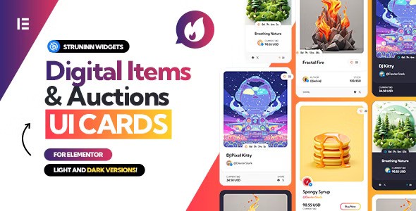 Struninn v1.0.0 – Digital Items and Auctions – UI Cards for Elementor