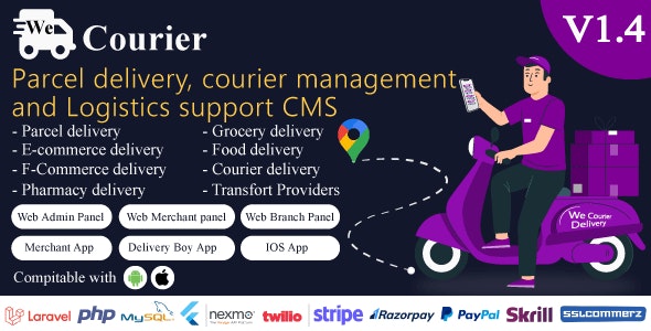 We Courier v1.6 – 带有商家、送货应用程序的快递和物流管理 CMS