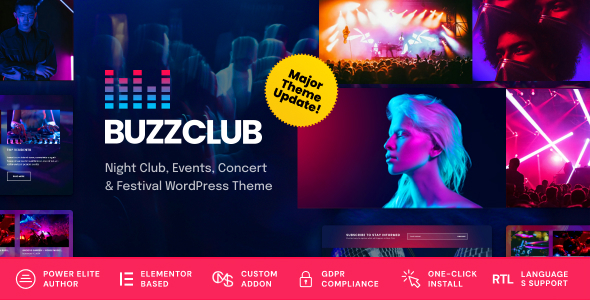 Buzz Club v2.0.0 – 夜总会、DJ 和音乐节活动 WordPress 主题