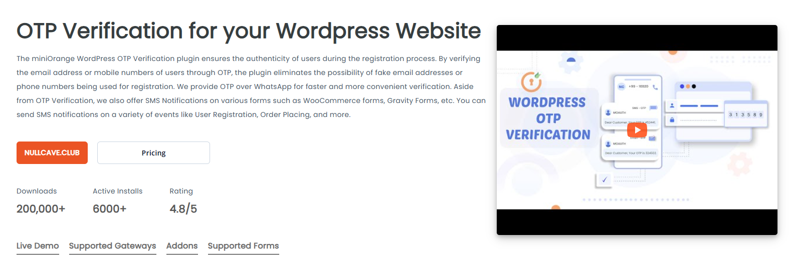 MiniOrange Email Verification  v15.2.5 –  SMS Verification / Mobile Verification [Custom Gateway Plan]