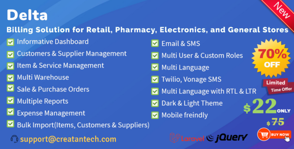 Delta v2.5 – Invoicing, POS, Billing & Inventory Management System with GST & CRM