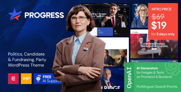 Progress v1.0 – Politics, Candidate & Fundraising WordPress Theme