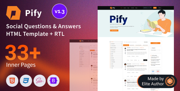 Pify v1.3 – 社交问答 Bootstrap 5 模板