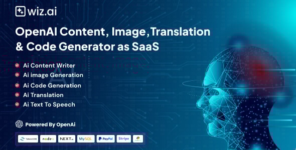 WizAI v1.5 – OpenAI Content, Image, Translation, ChatBot, and Speech to Text Generator SaaS Platform