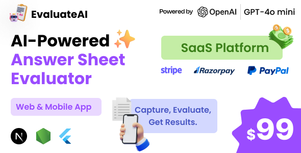 EvaluateAI v7.0 – AI Powered Answer Sheet Evaluator and Marksheet Generator SaaS Platform