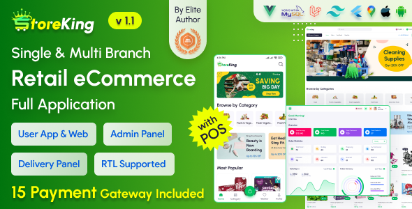 StoreKing v1.1 – eCommerce (Grocery, Pharmacy, Supershop) App with Laravel Website & Admin Panel with POS