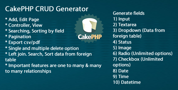 CakePHP CRUD Generator v1.0