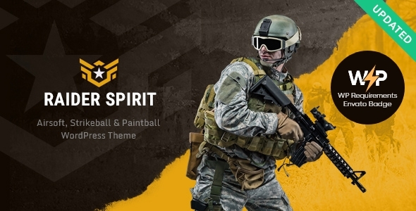 Raider Spirit  v1.1.2 Airsoft Club & Paintball WordPress Theme