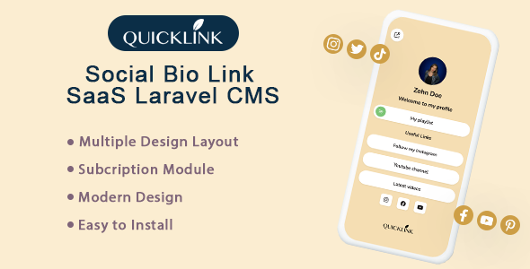 QuickBioLink v3.1 – Bio Link SaaS for Creators, Influencers and Businesses (SAAS)