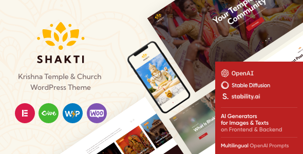 Shakti v1.22.0 – Ashram & Religion Krishna Temple WordPress Theme